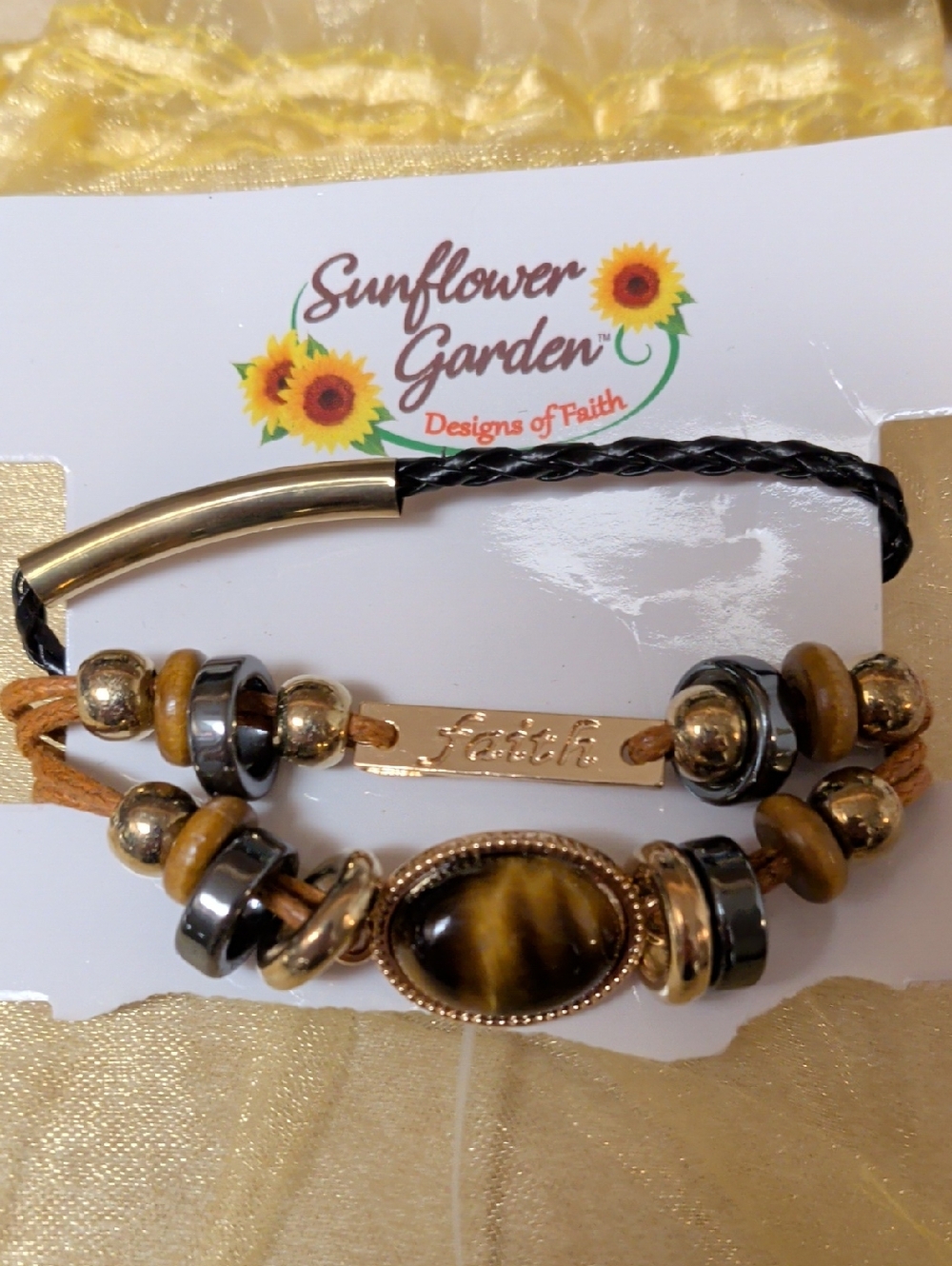 Sunflower Garden Faith Multi-Strand Gold and Brown Bracelet